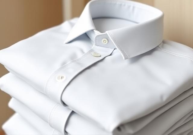 perfectly pressed white dress shirts stacked neatly